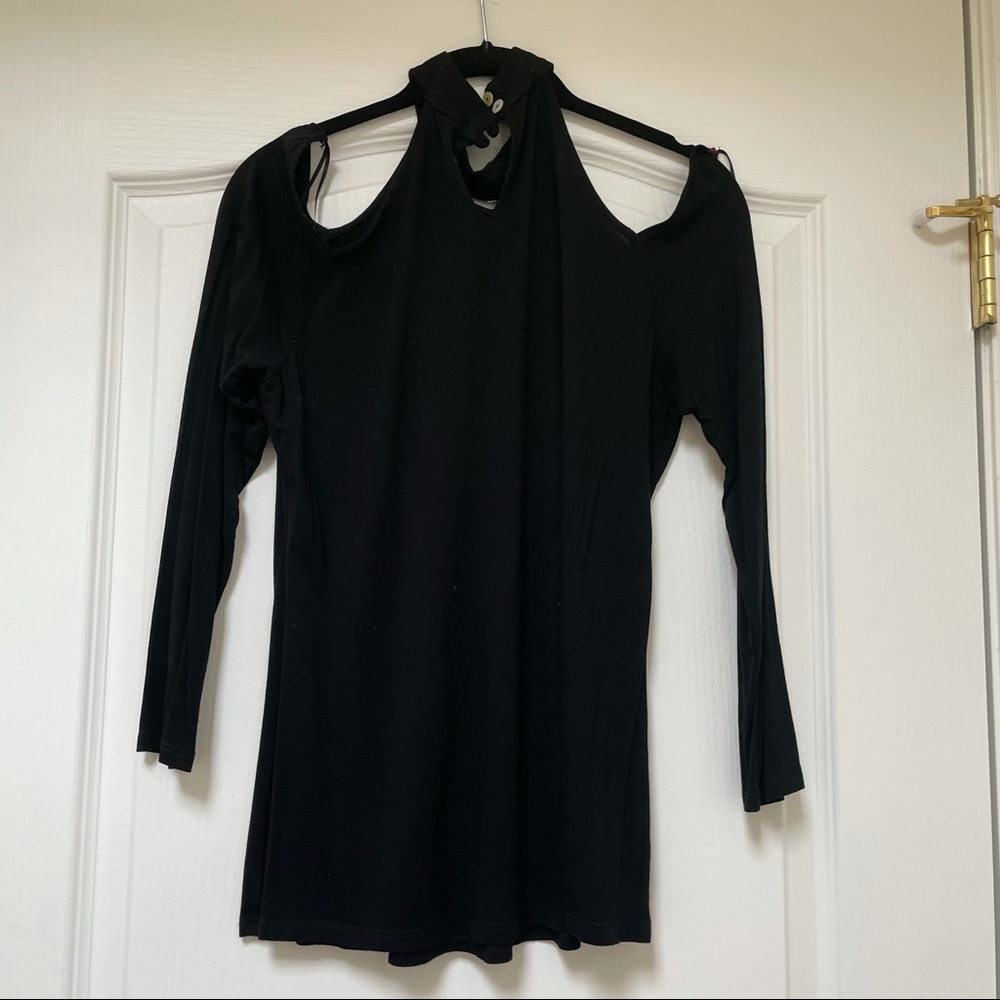 Cold Shoulder Black Blouse